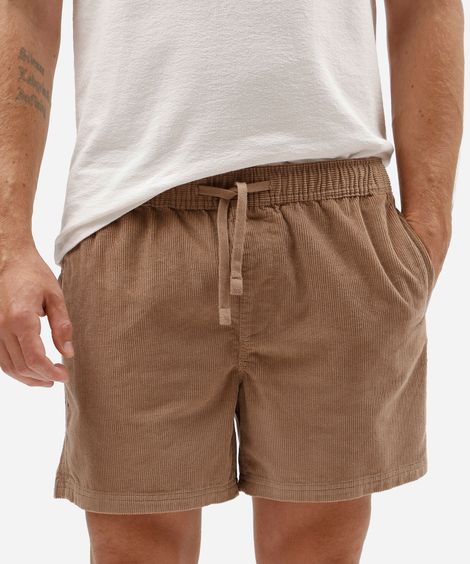 short de veludo cotelê com bolsos marrom