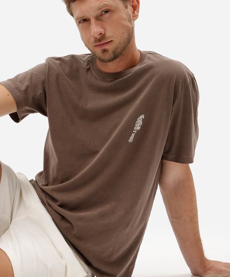 camiseta masculina de algodão brasilidades marrom