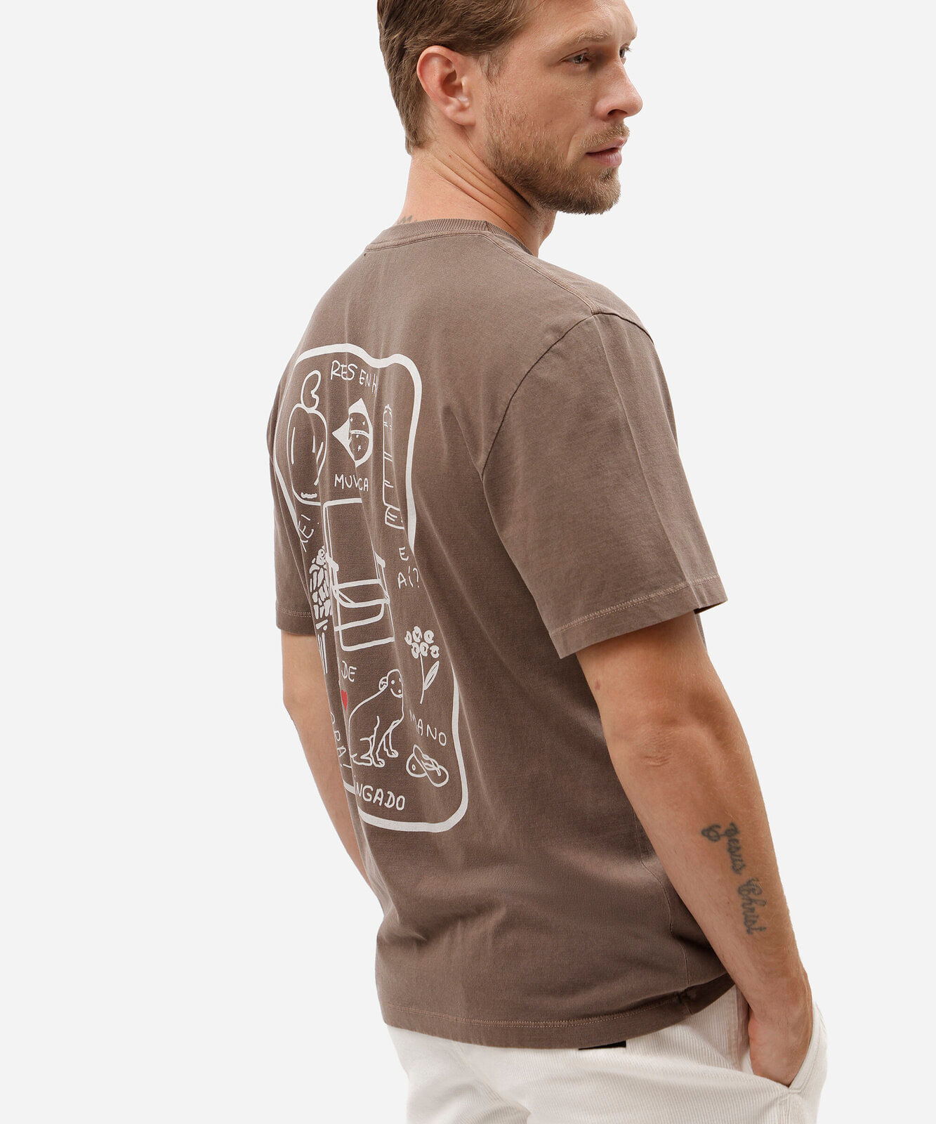 camiseta masculina de algodão brasilidades marrom