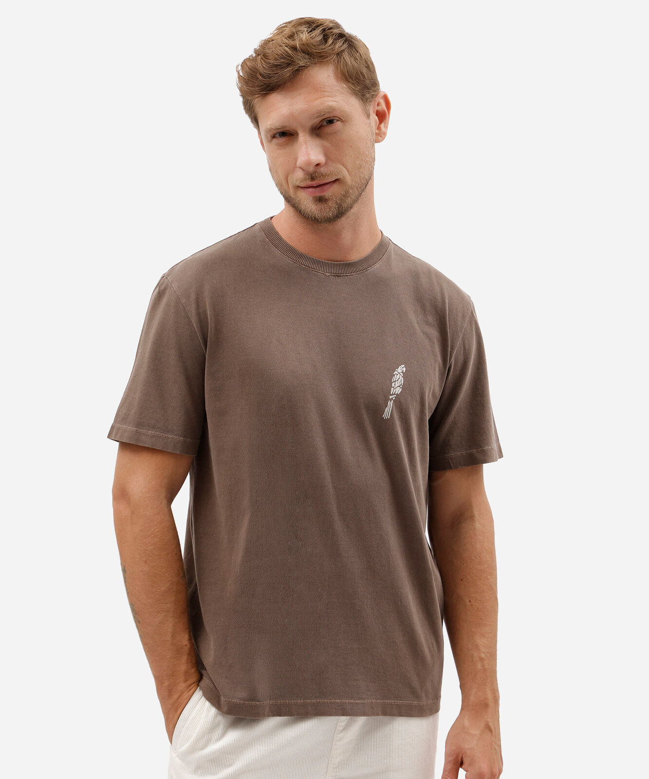 camiseta masculina de algodão brasilidades marrom