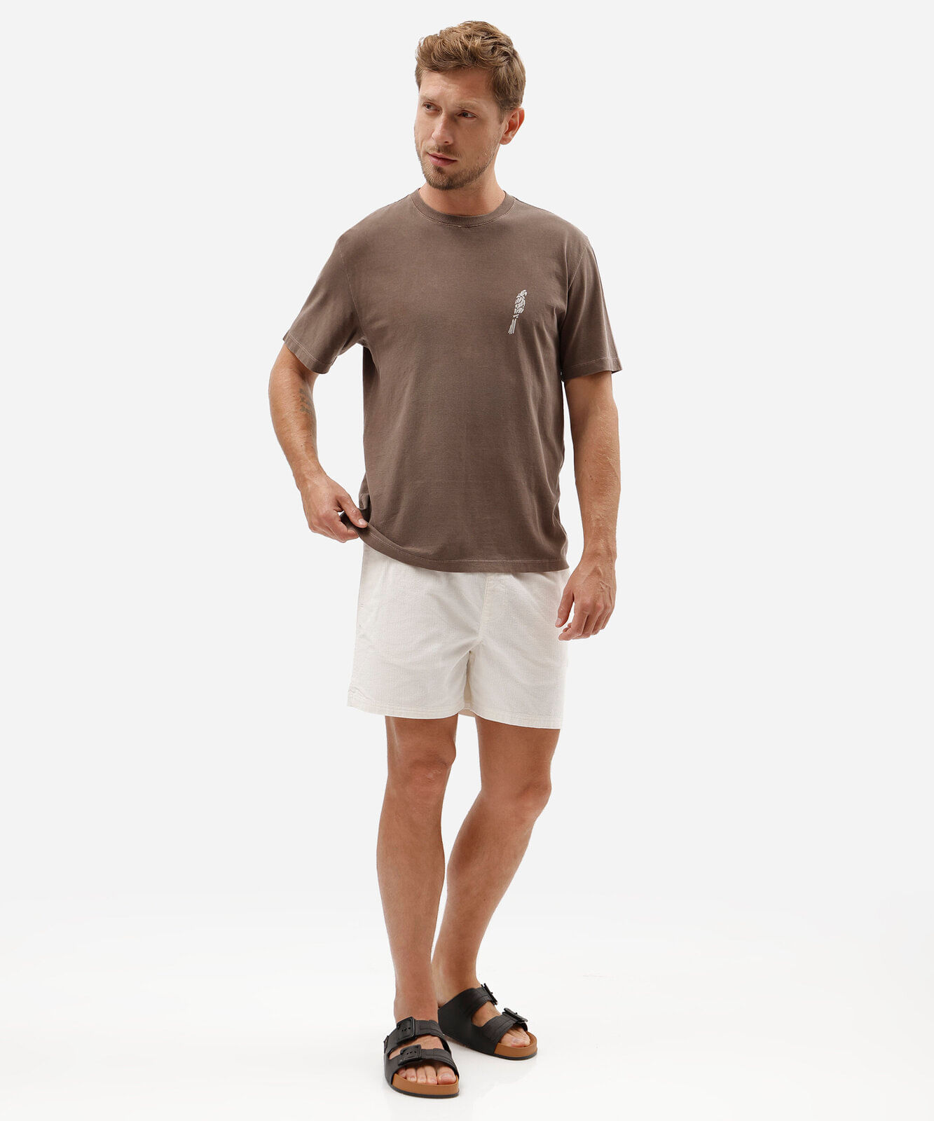 camiseta masculina de algodão brasilidades marrom