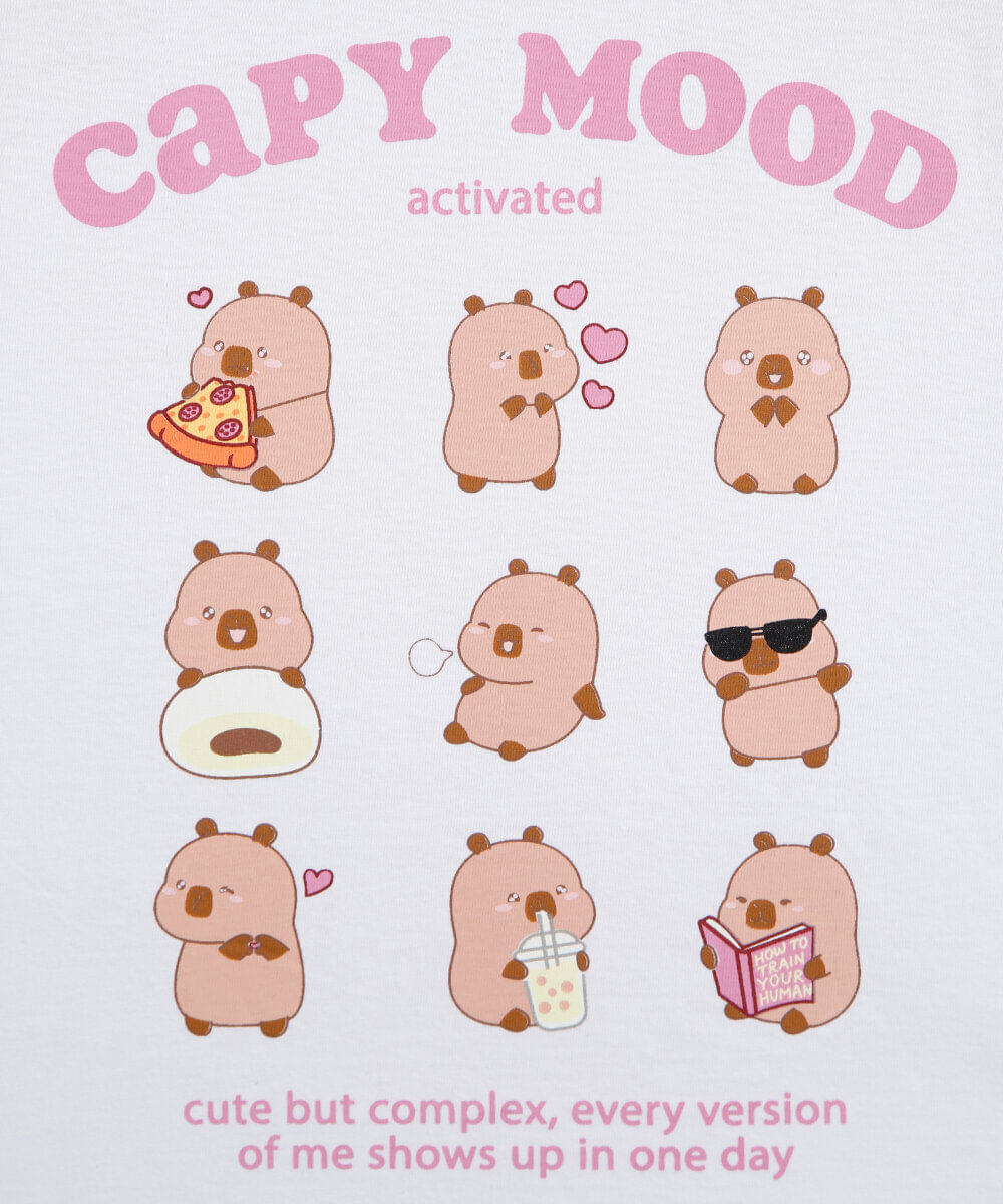 camiseta infantil de algodão capivara  mood off white