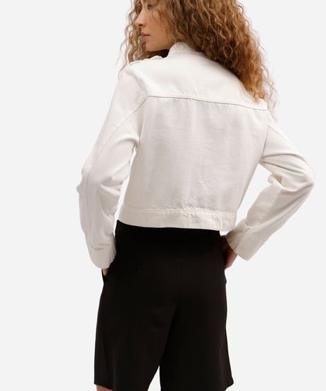 jaqueta militar feminina de sarja off white