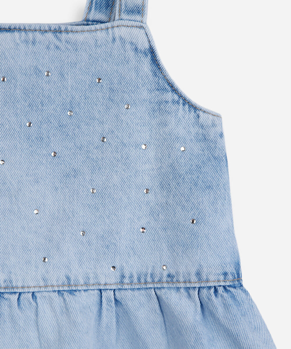 blusa infantil peplum jeans com brilho azul