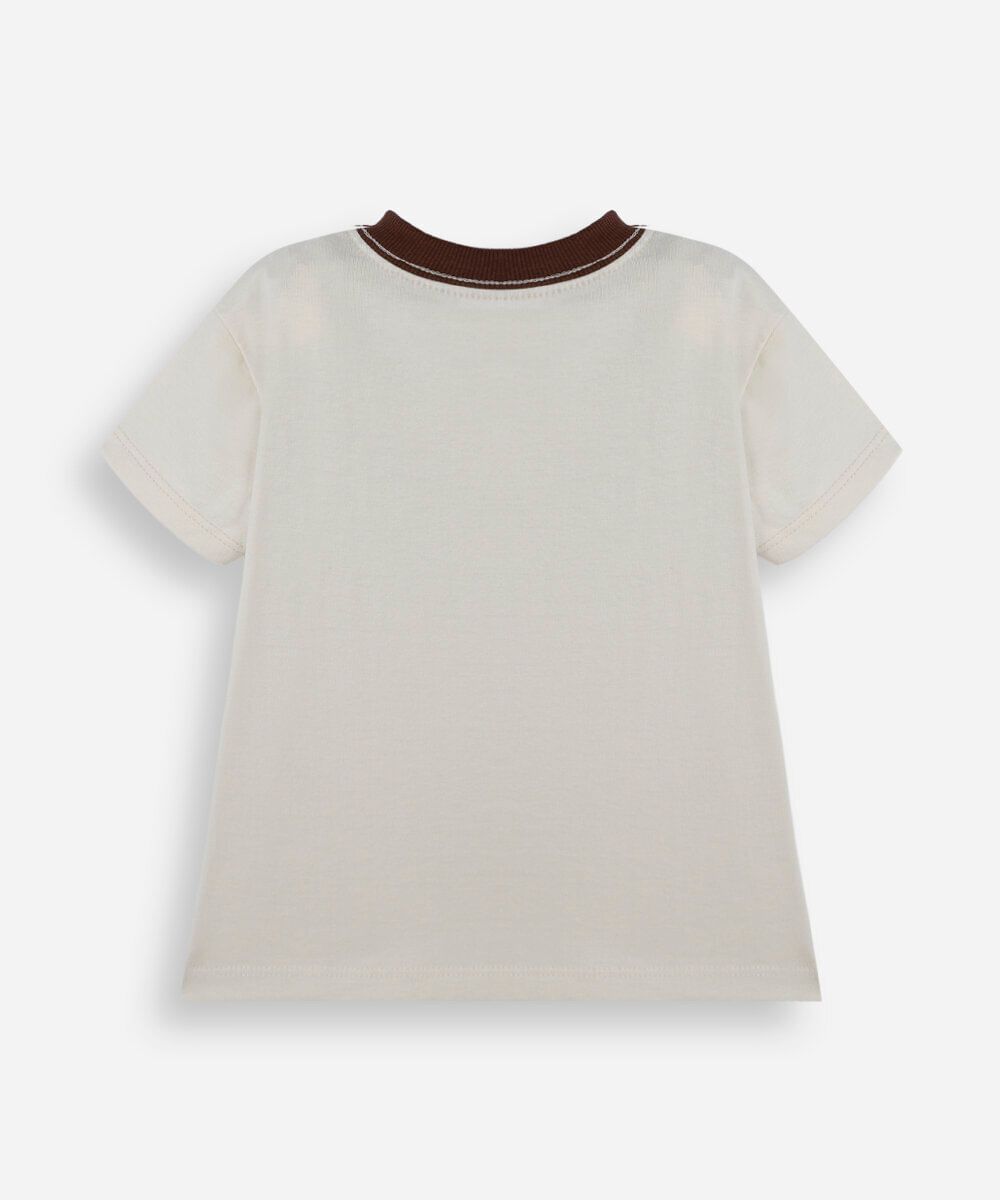 camiseta infantil de algodão super-heroi bege