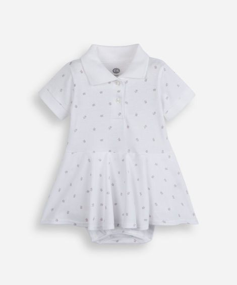 body infantil polo vestido manga curta estampado liberty off white