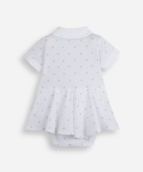 body infantil polo vestido manga curta estampado liberty off white