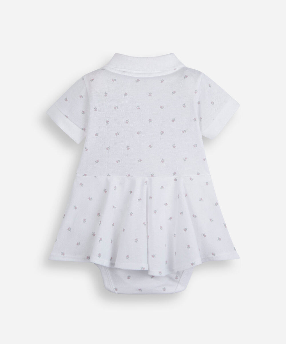 body infantil polo vestido manga curta estampado liberty off white