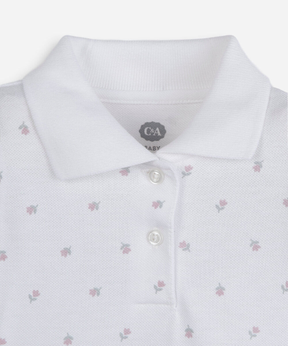 body infantil polo vestido manga curta estampado liberty off white
