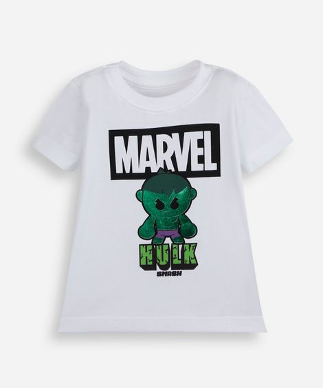 camiseta infantil de algodão hulk off white