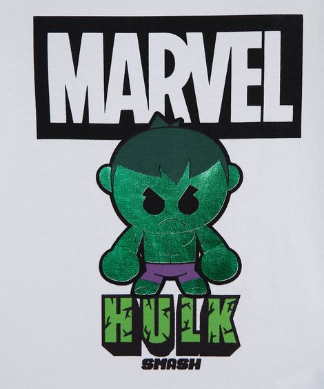 camiseta infantil de algodão hulk off white