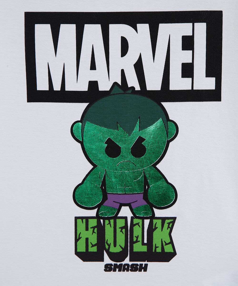 camiseta infantil de algodão hulk off white