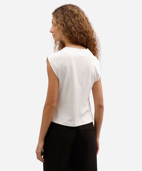 blusa muscle feminina decote redondo off white