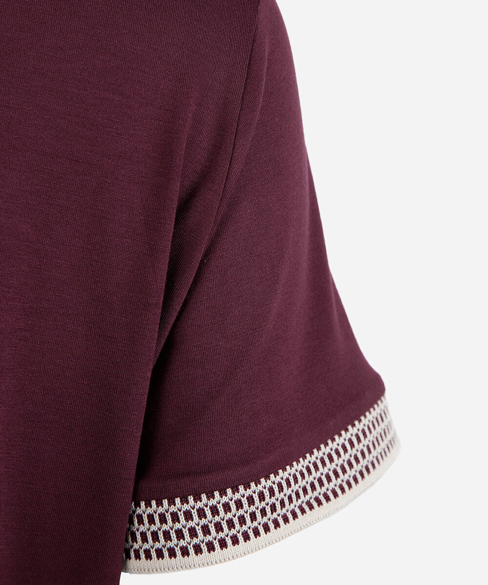 blusa de viscose manga curta quadriculada plus size vinho