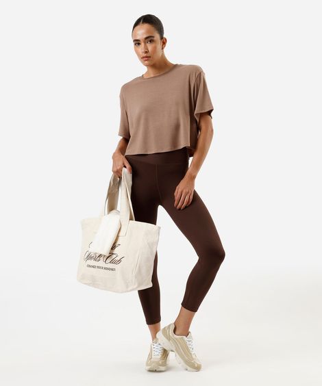 calça legging esportiva cós anatômico marrom
