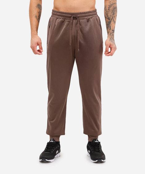 calça jogger esportiva com bolsos marrom