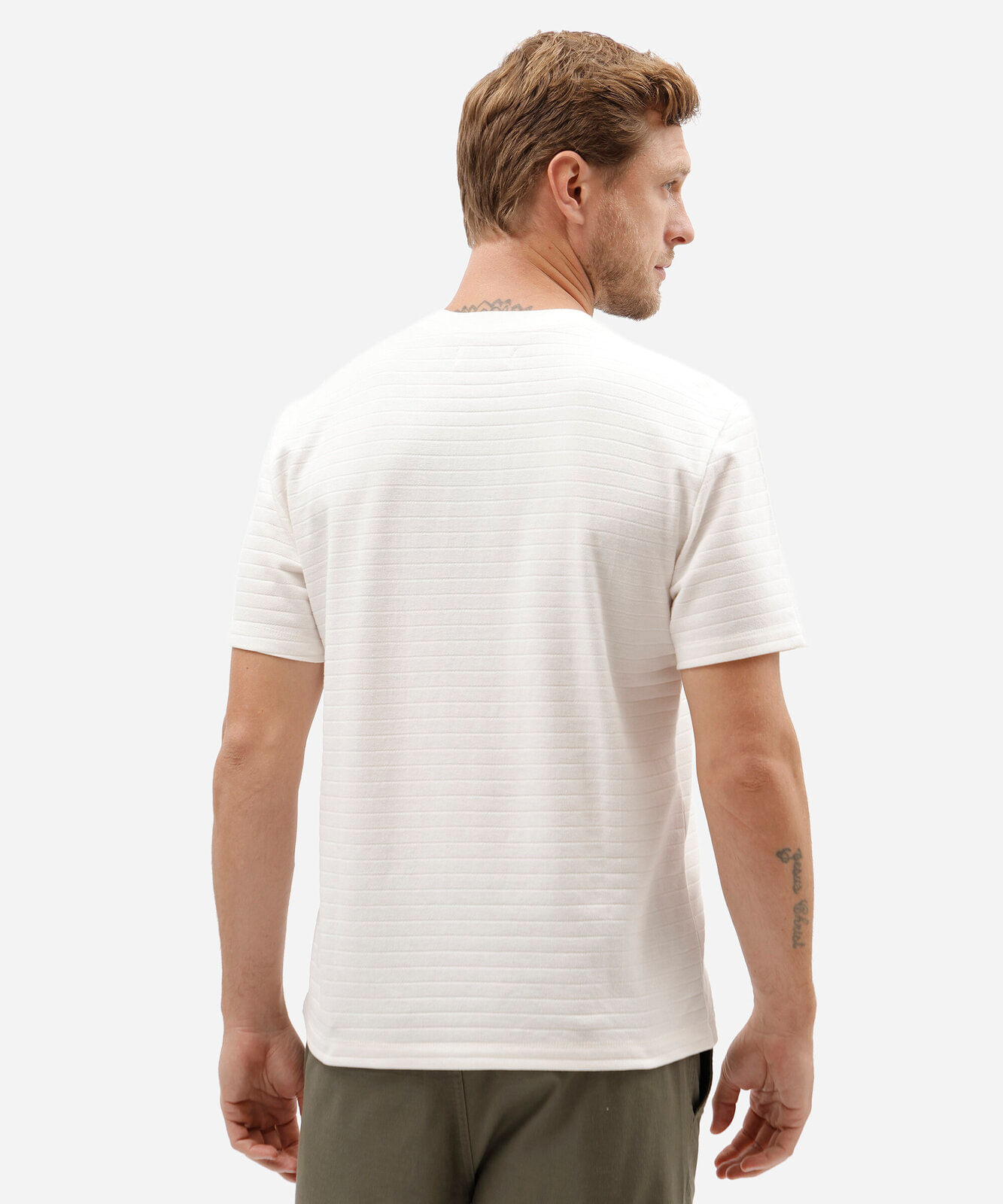 camiseta masculina com algodão manga curta canelada off white
