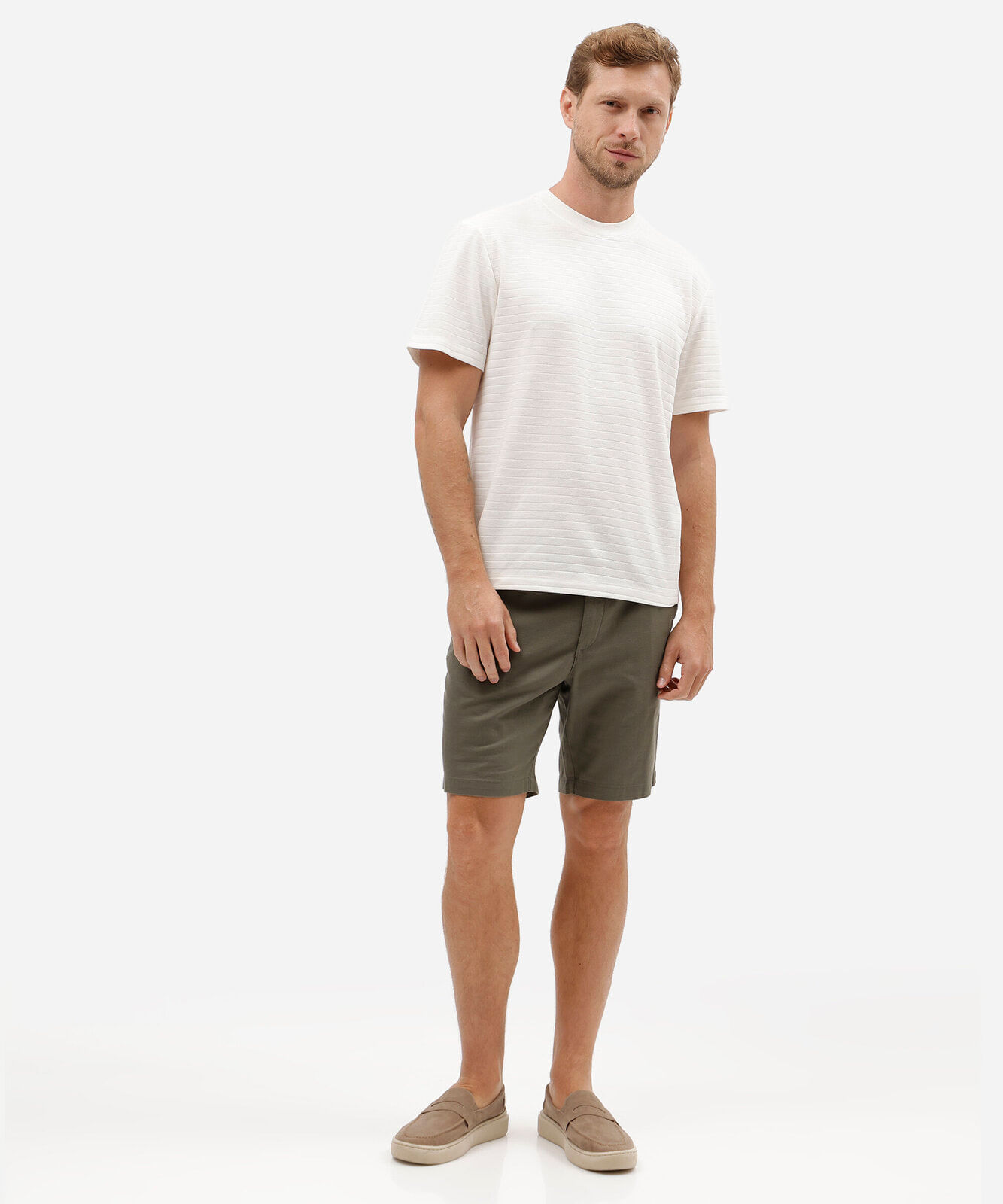 camiseta masculina com algodão manga curta canelada off white
