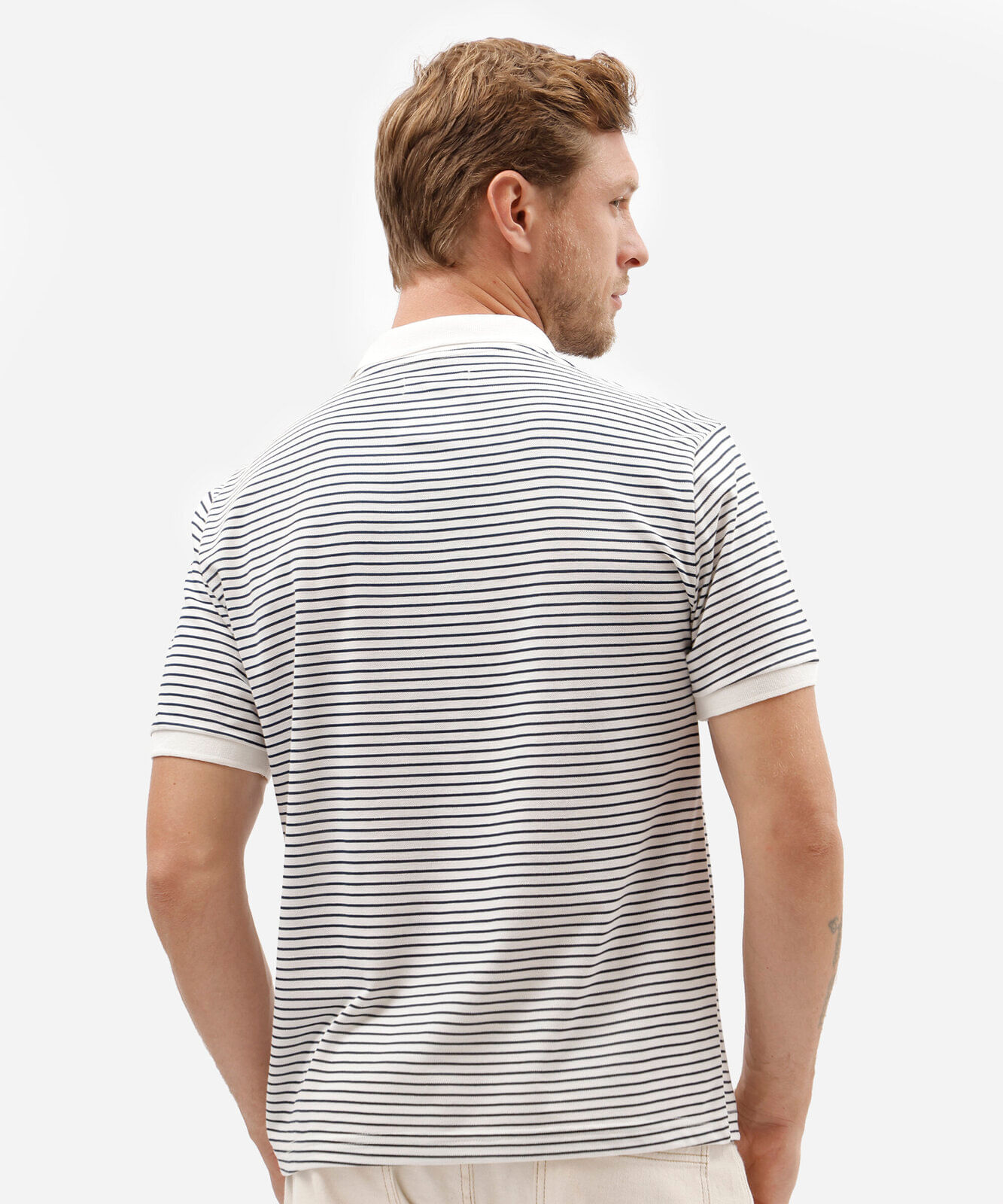 polo comfort masculina manga curta listrada azul