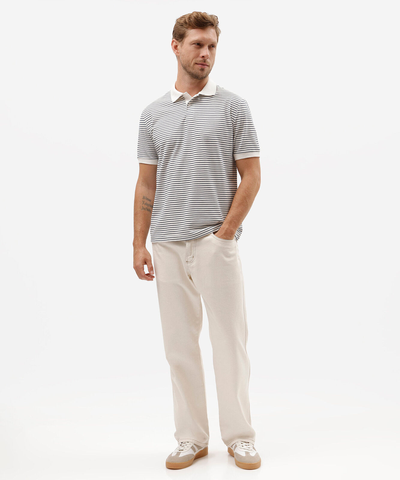 polo comfort masculina manga curta listrada azul