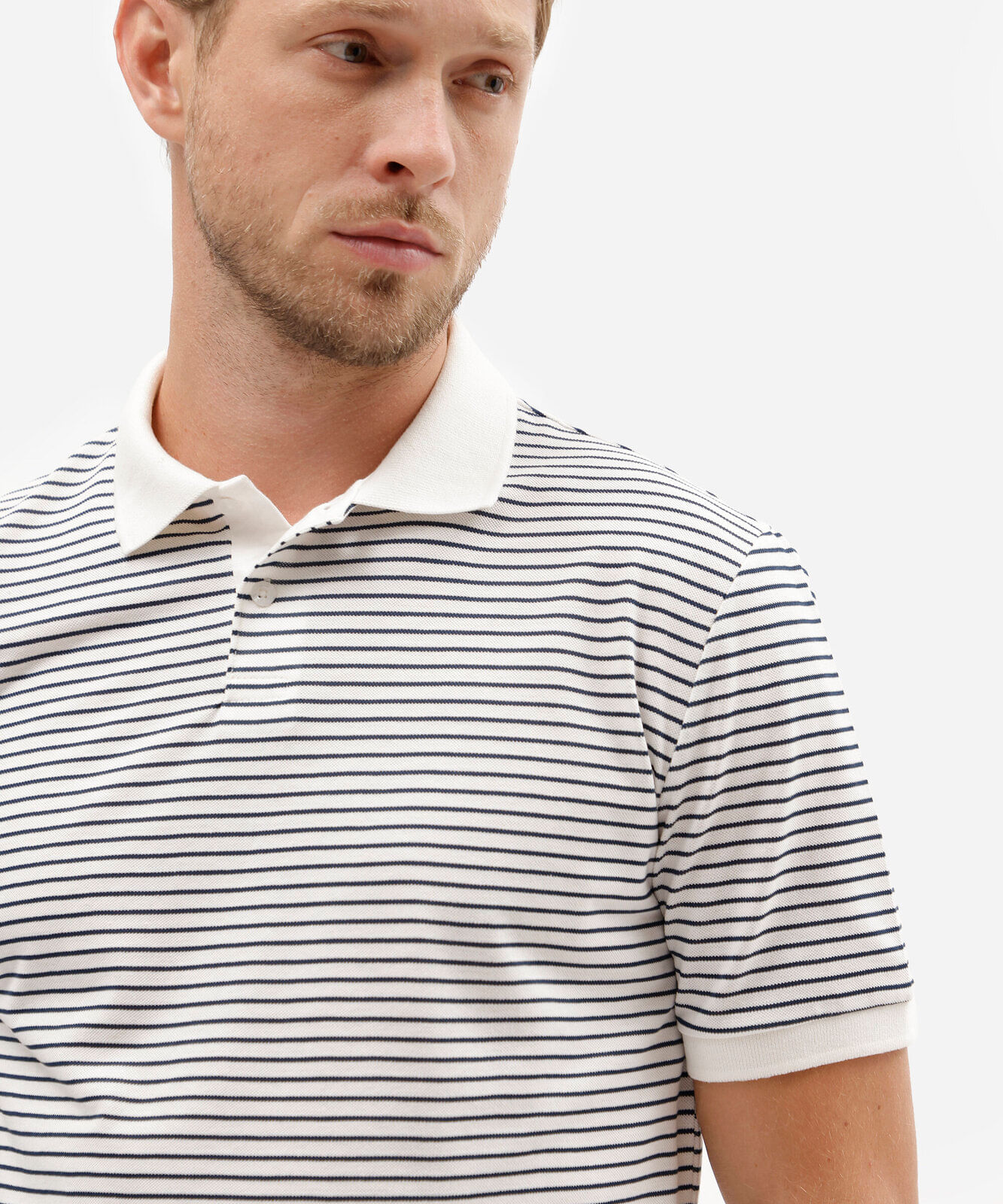 polo comfort masculina manga curta listrada azul