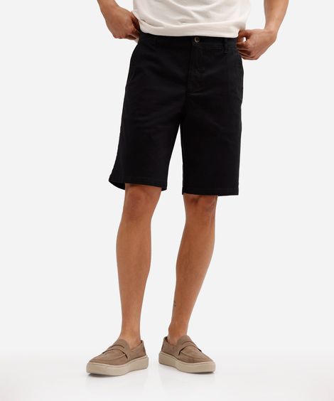 bermuda reta de sarja com bolso preto