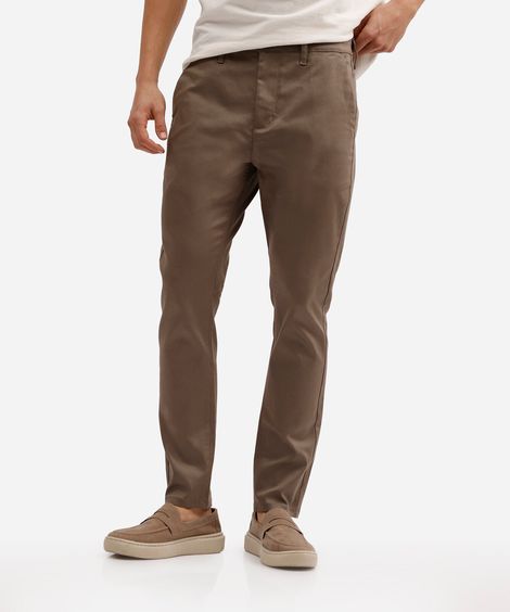 calça carrot masculina de sarja marrom