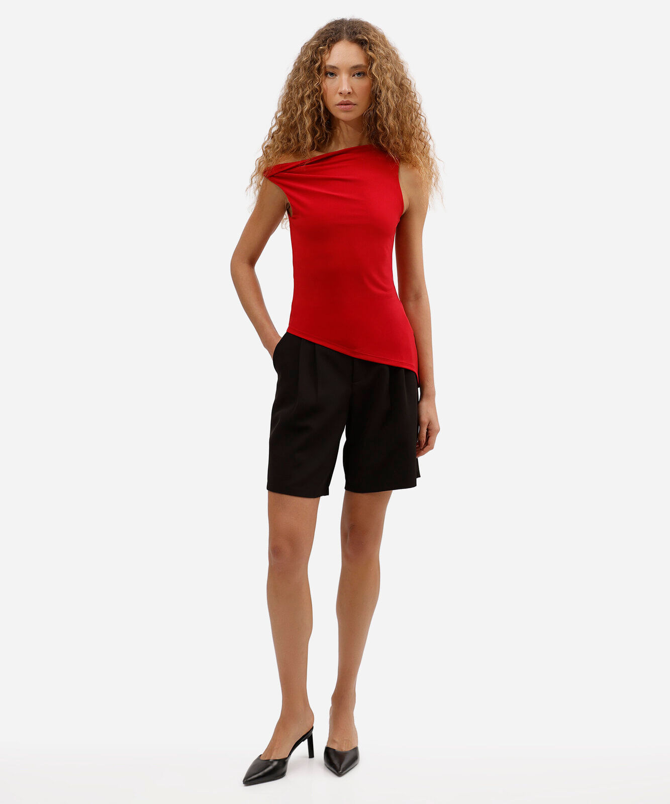 blusa feminina assimétrica vermelha
