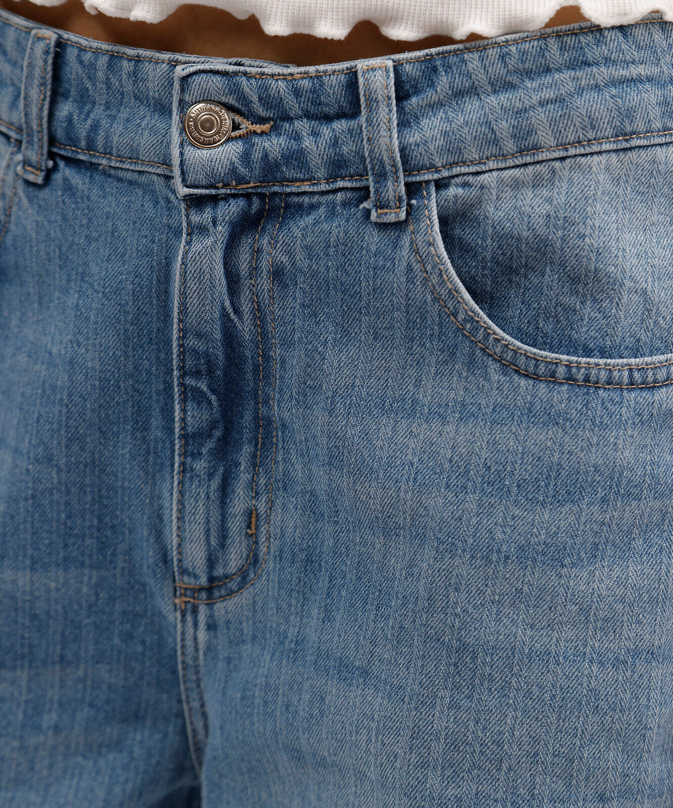 calça balloon feminina jeans com barra ajustável azul