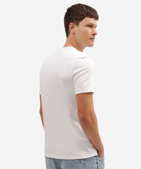 camiseta básica masculina de algodão peruano bold gola v branca