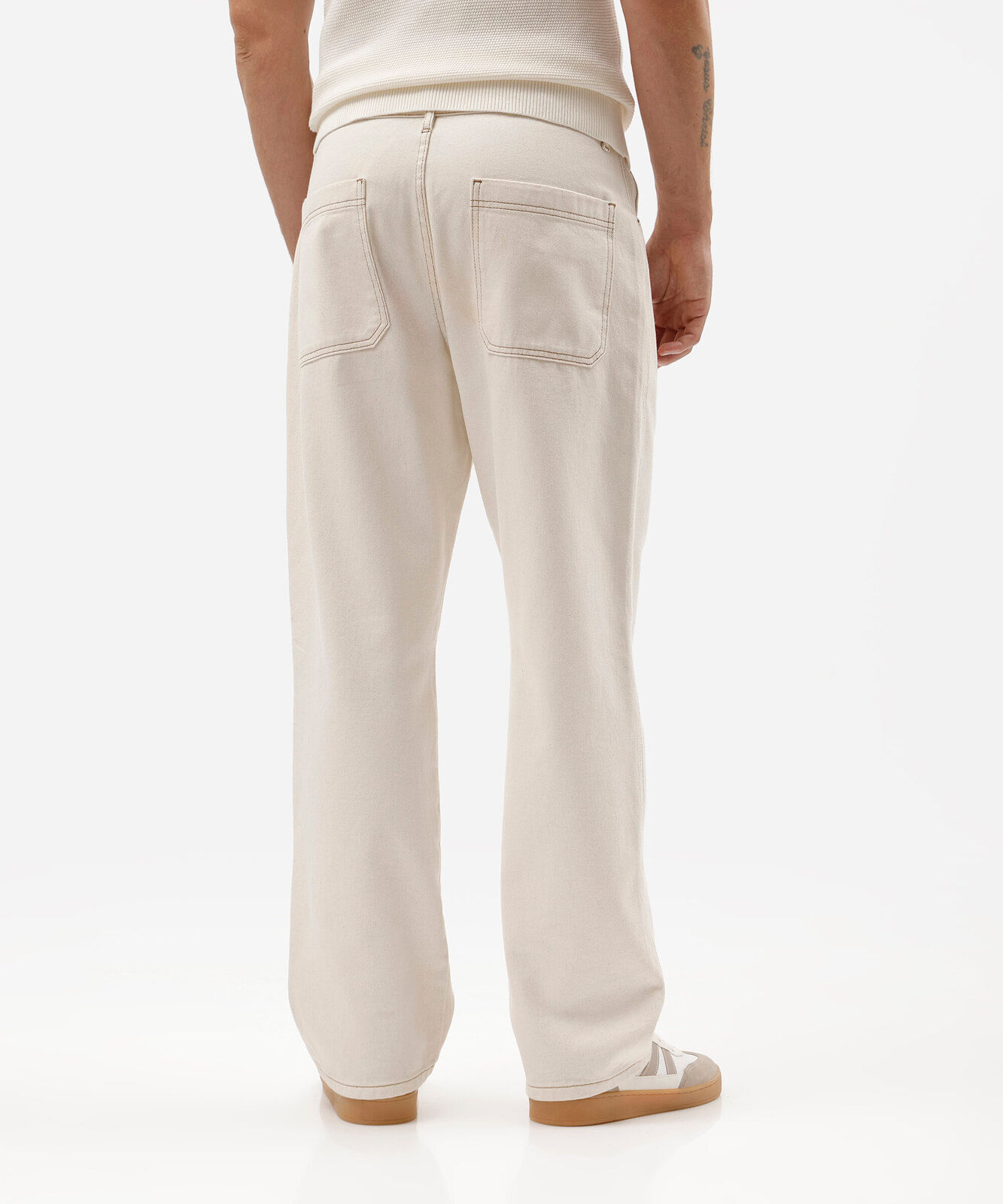 calça jeans masculina wide leg de sarja off white
