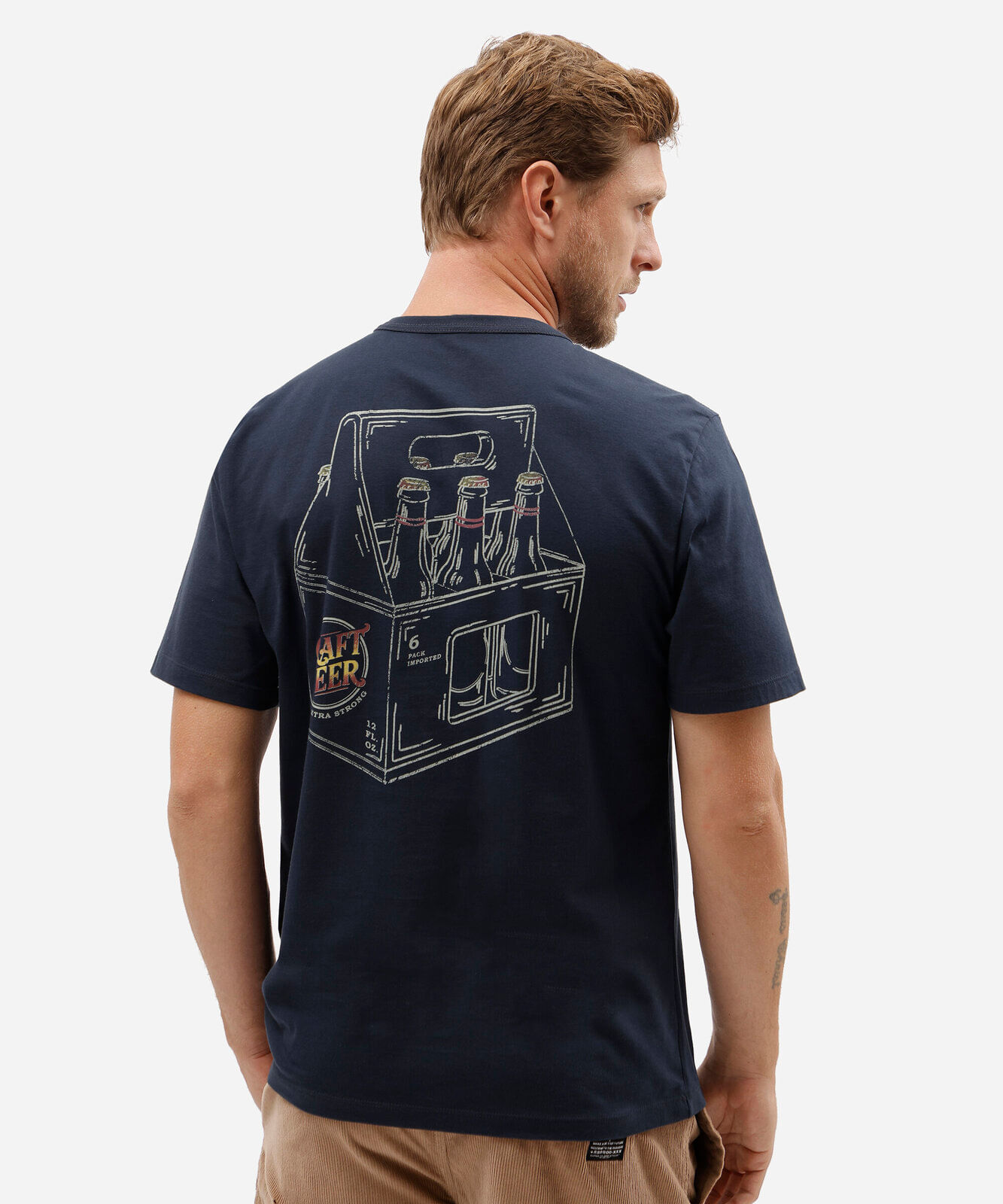 camiseta masculina comfort de algodão com estampa nas costas azul