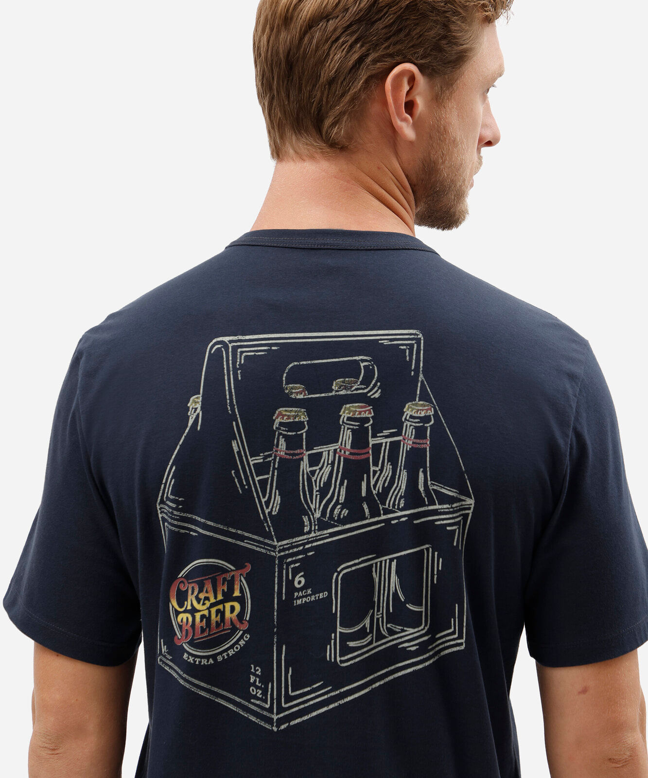 camiseta masculina comfort de algodão com estampa nas costas azul