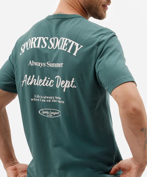 camiseta masculina de algodão manga curta estampada verde