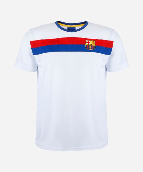 camiseta esportiva juvenil manga curta barcelona off white