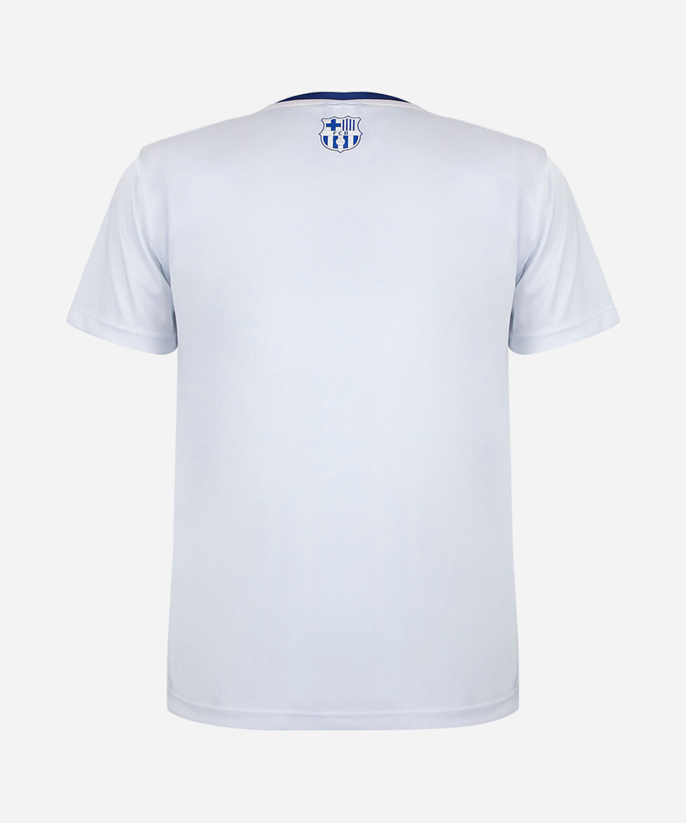 camiseta esportiva juvenil manga curta barcelona off white