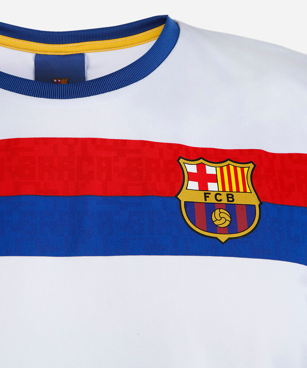camiseta esportiva juvenil manga curta barcelona off white