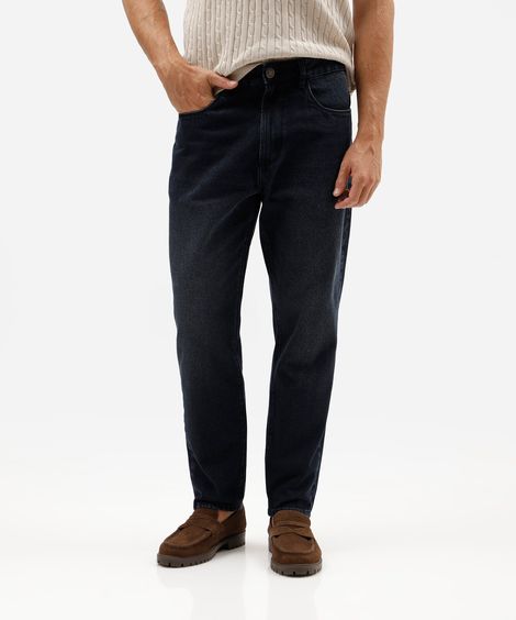 calça reta masculina jeans azul