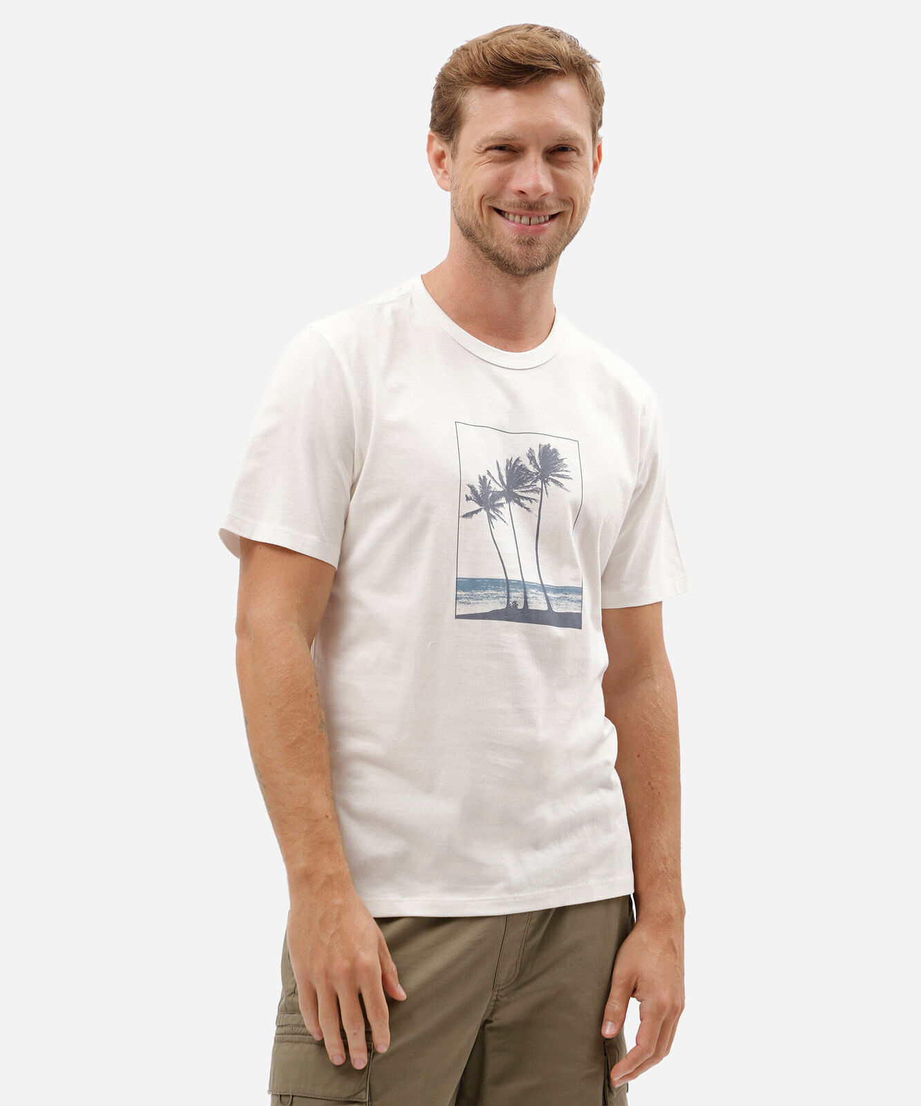 camiseta masculina de algodão manga curta estampada off white