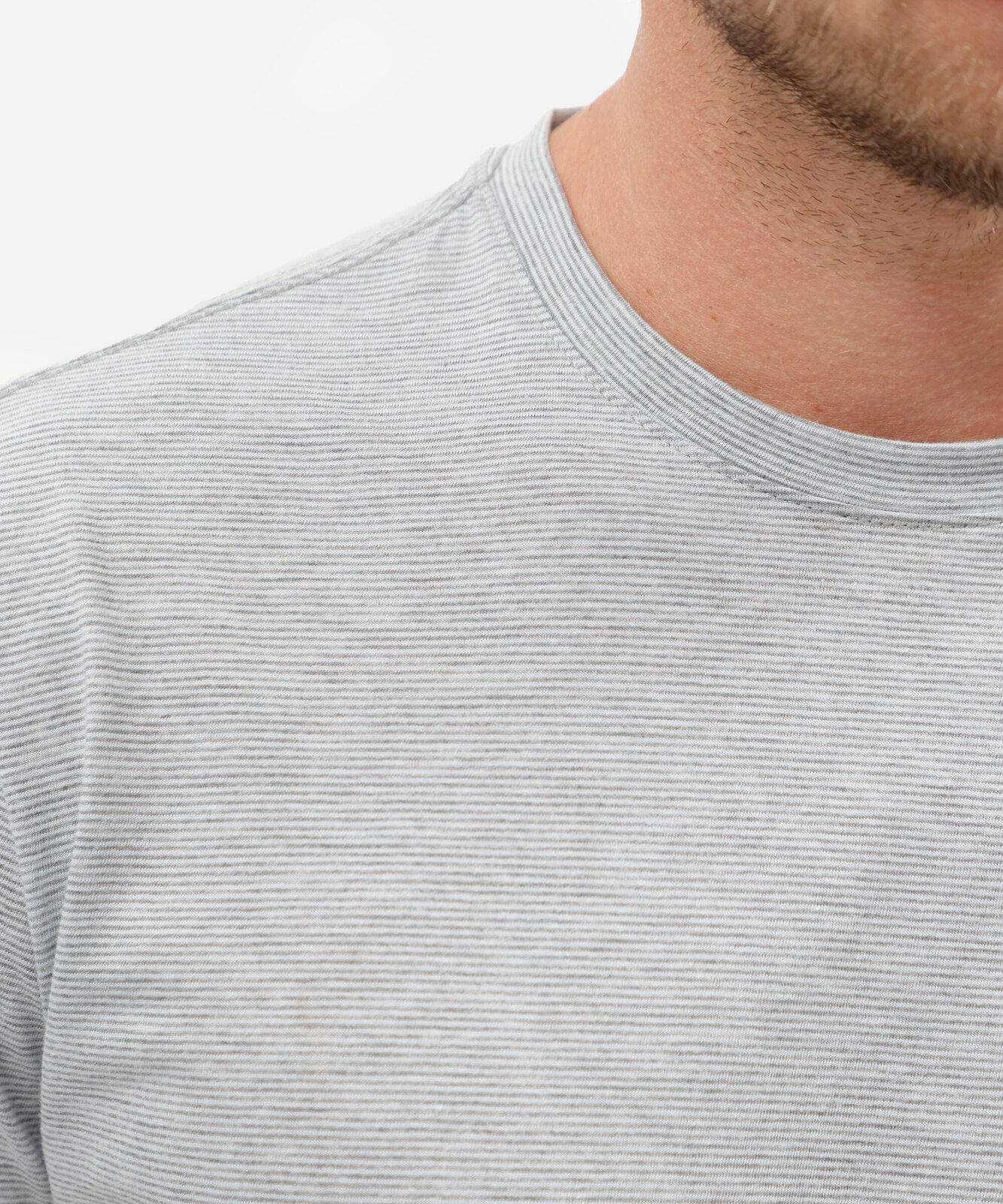 camiseta masculina comfort listrada em algodão texturizado azul