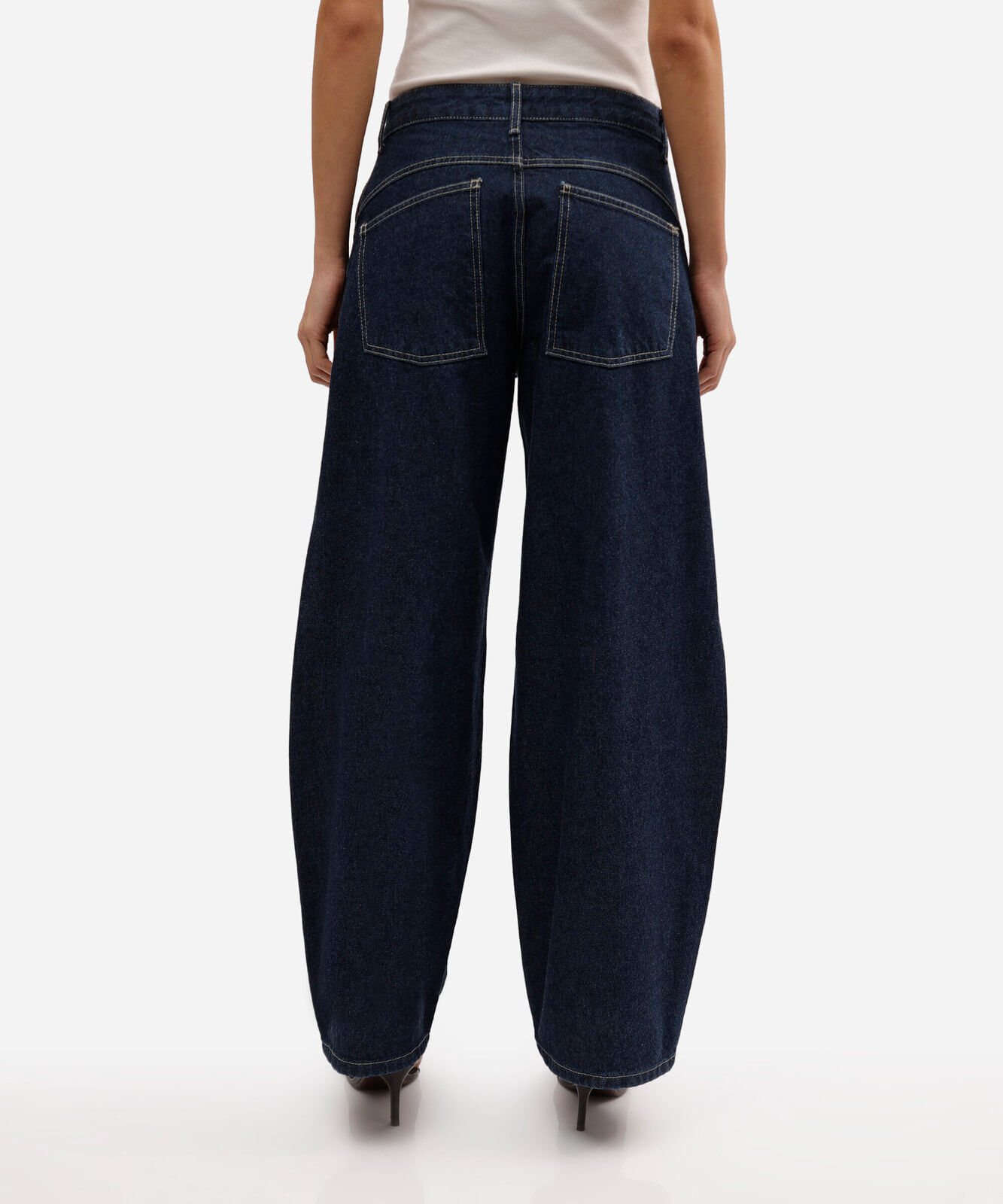 calça barrel oversized feminina jeans cintura média azul