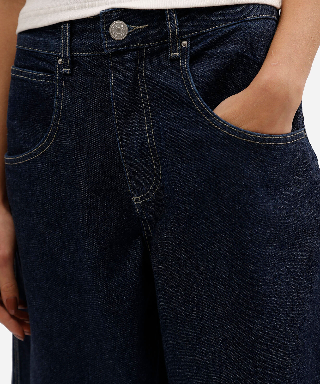 calça barrel oversized feminina jeans cintura média azul