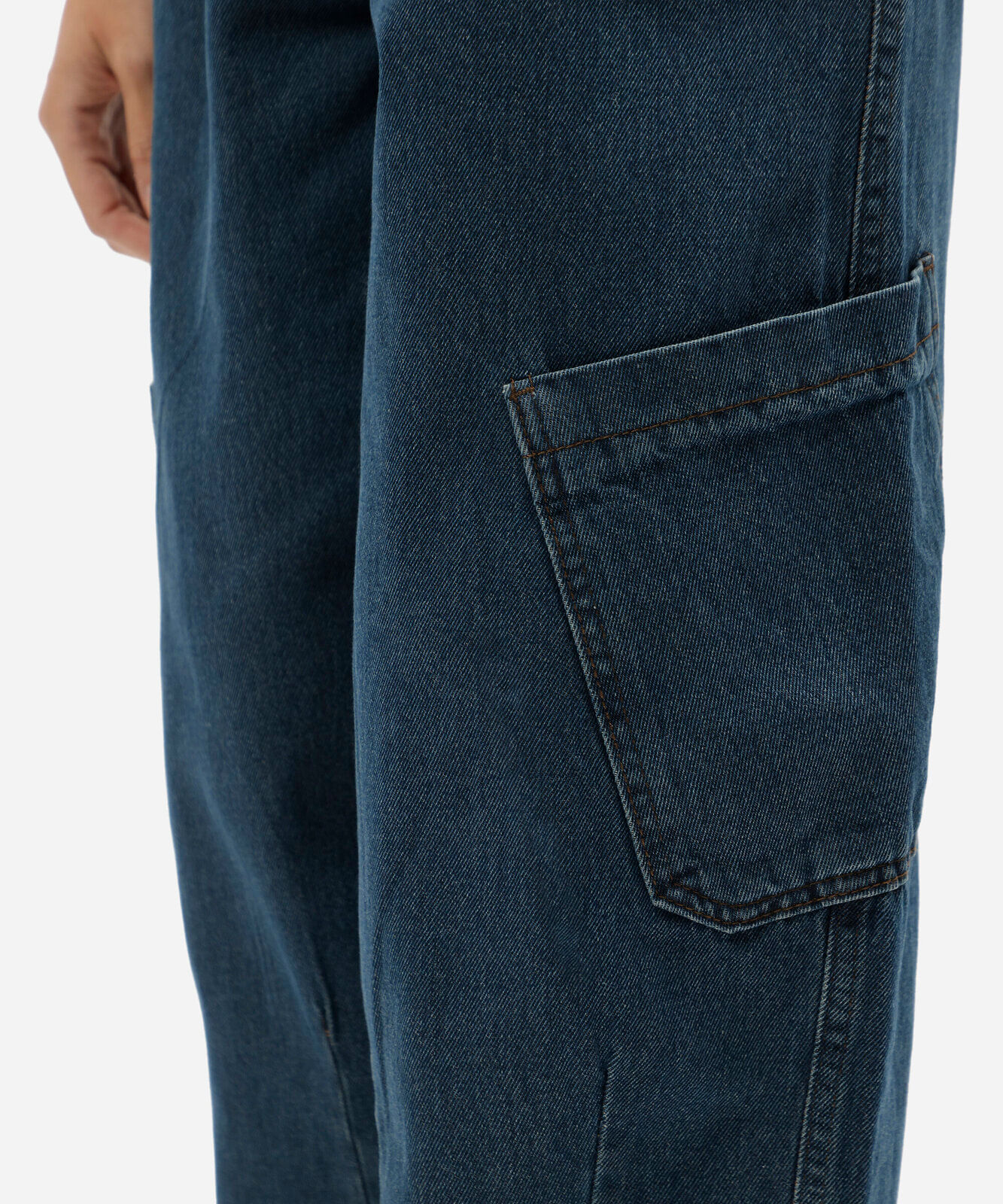 calça baggy cargo feminina jeans cintura média azul