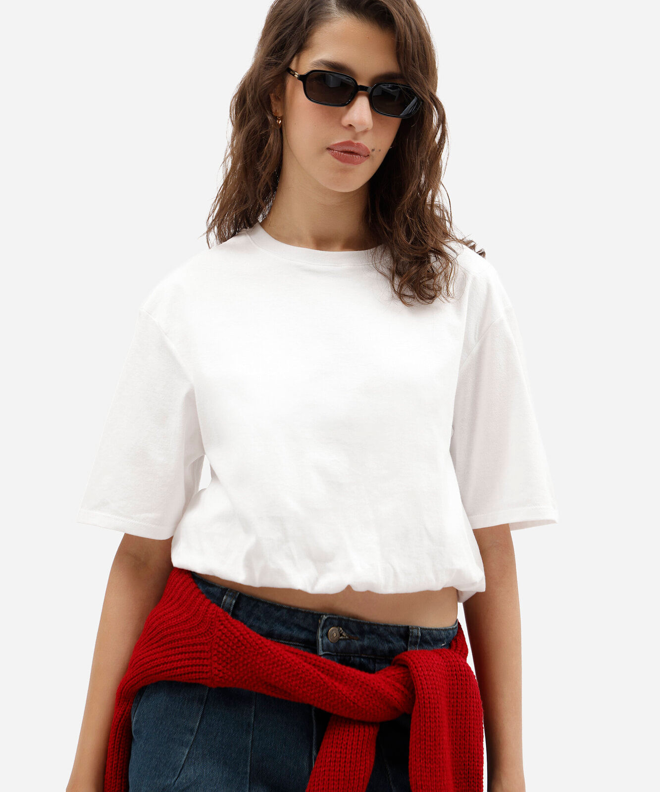 blusa balonê feminina de algodão decote redondo off white