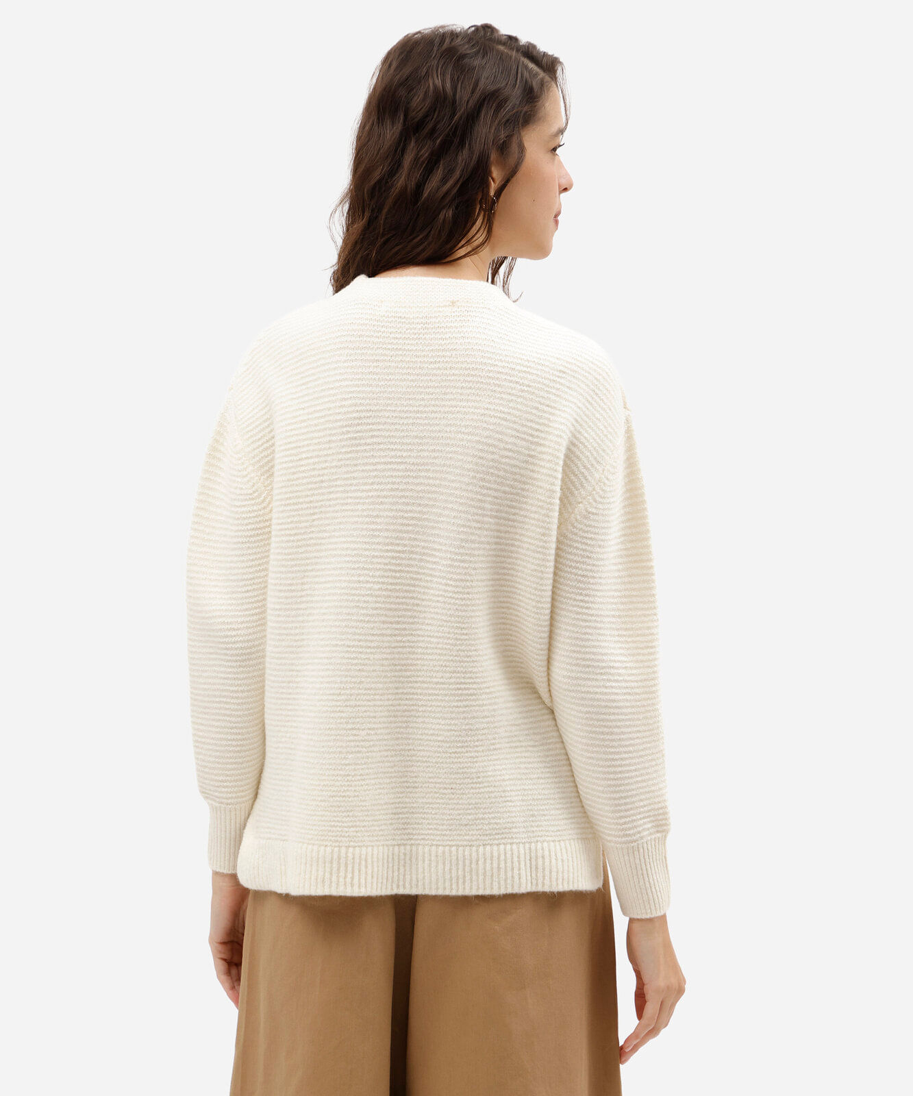 suéter feminino de tricot texturizado bege