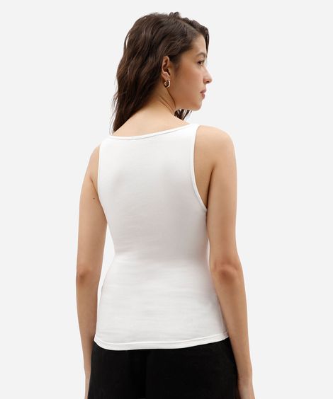 regata feminina de algodão decote canoa off white