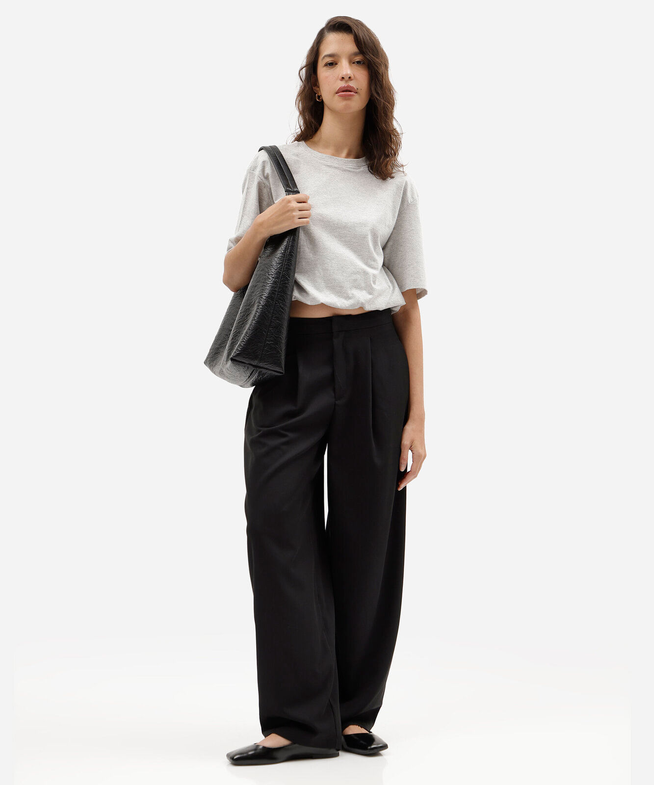 blusa cropped feminina balonê em malha de algodão cinza