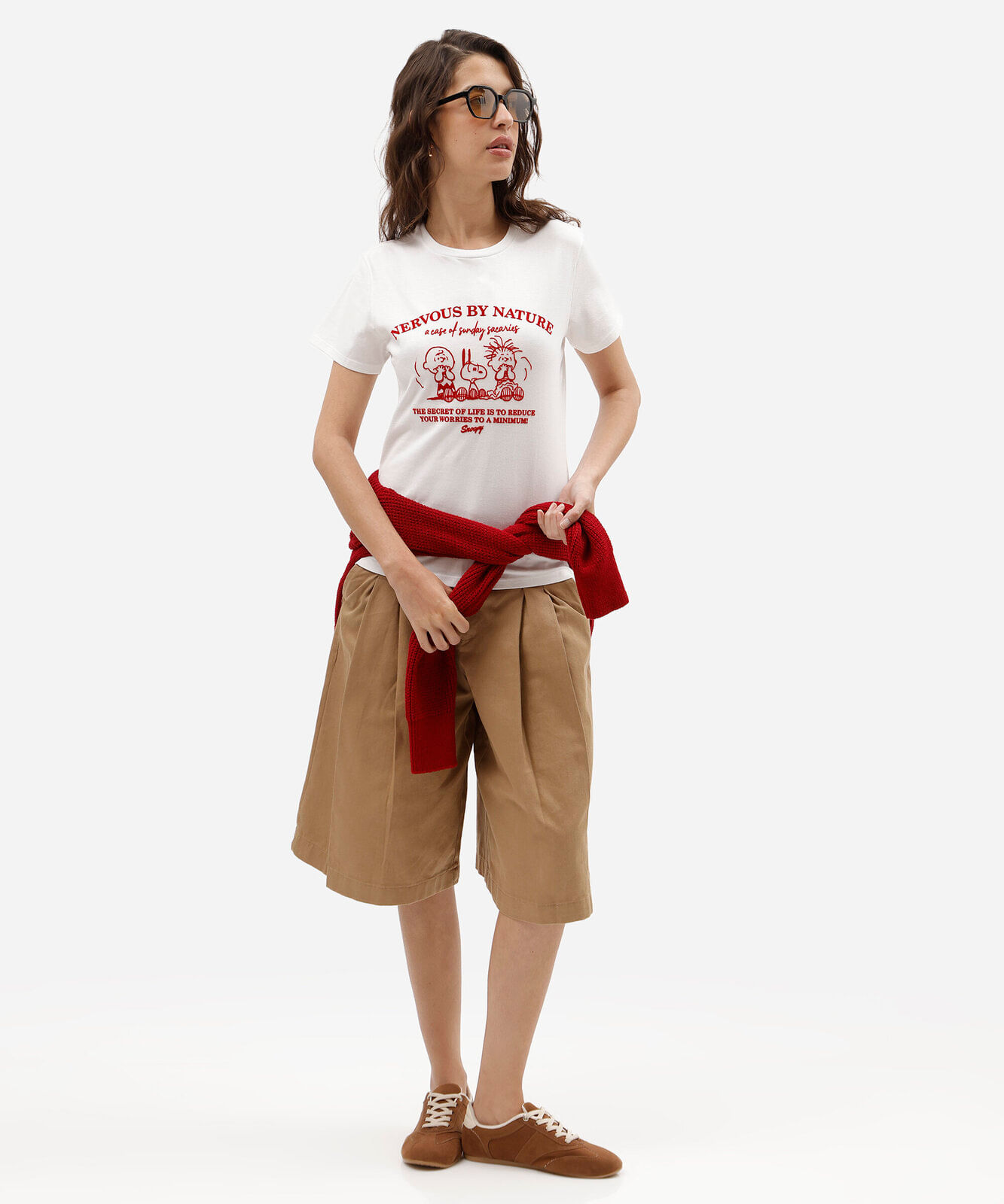 camiseta feminina de algodão manga curta snoopy off white