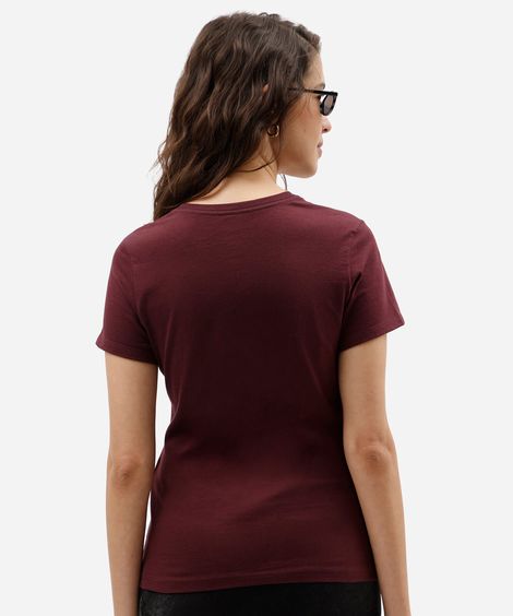 camiseta feminina de algodão manga curta hello kitty vinho