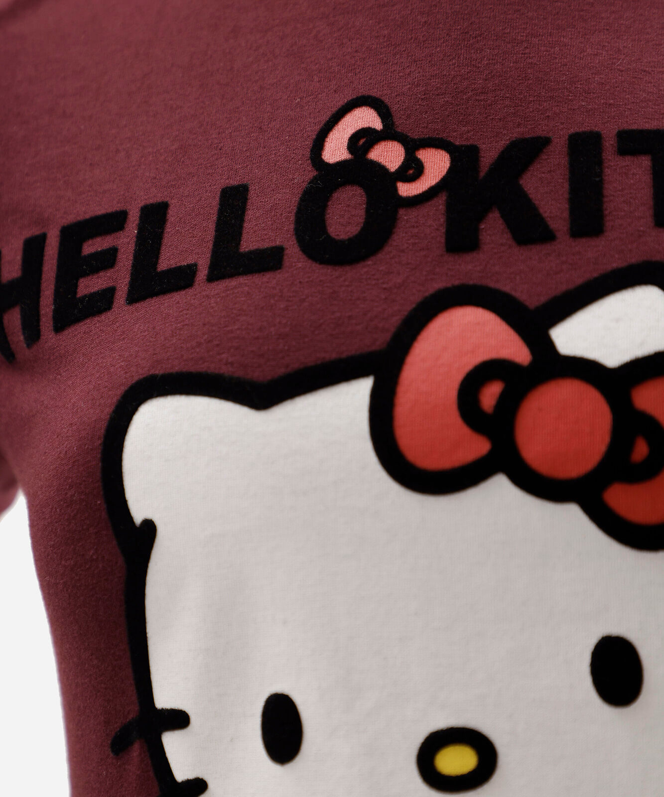 camiseta feminina de algodão manga curta hello kitty vinho
